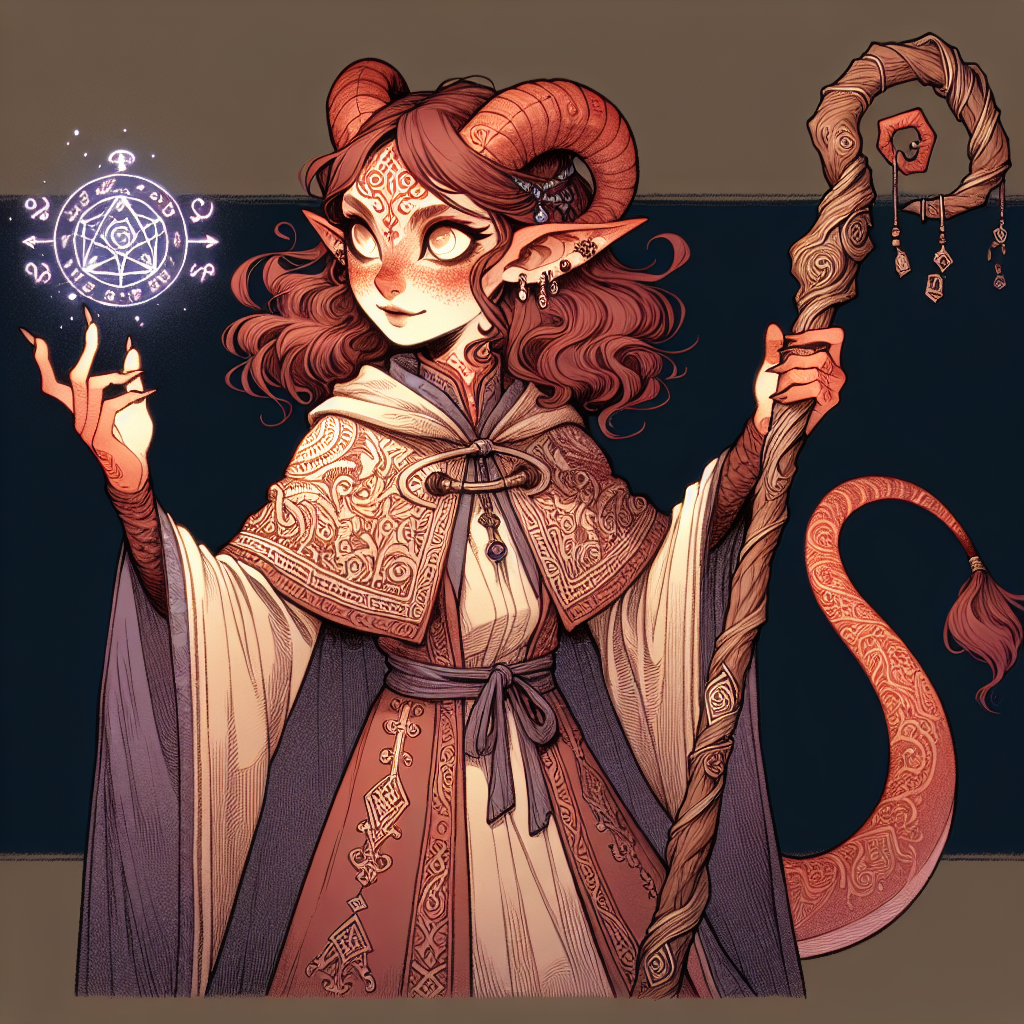 Tiefling Girl Wizard Illustration