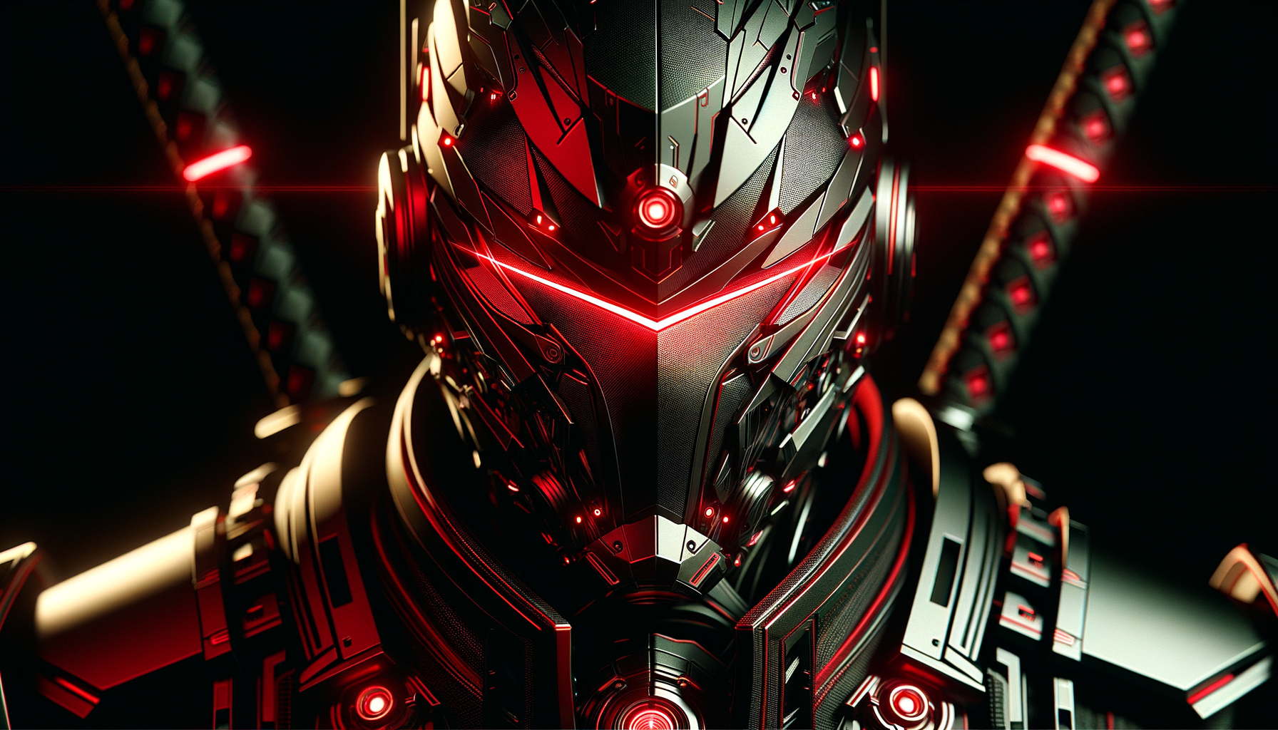 Futuristic Cyber Ninja in Red Armor