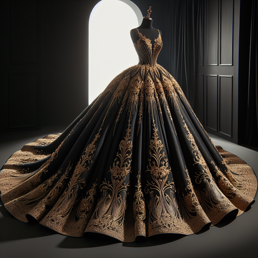 Exquisite Gold and Black Ball Gown