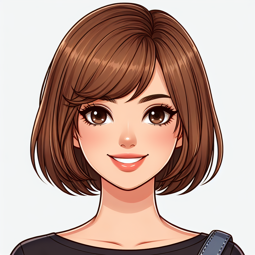 Stunning Portrait of Youthful Individual with Bob Cut Brown Hair