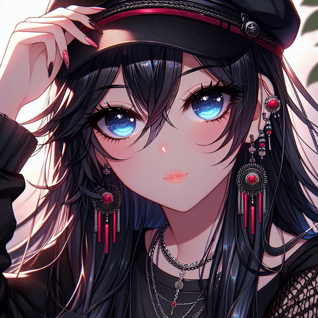 Emo Vibe: South-Asian Anime Girl with Stunning Blue Eyes