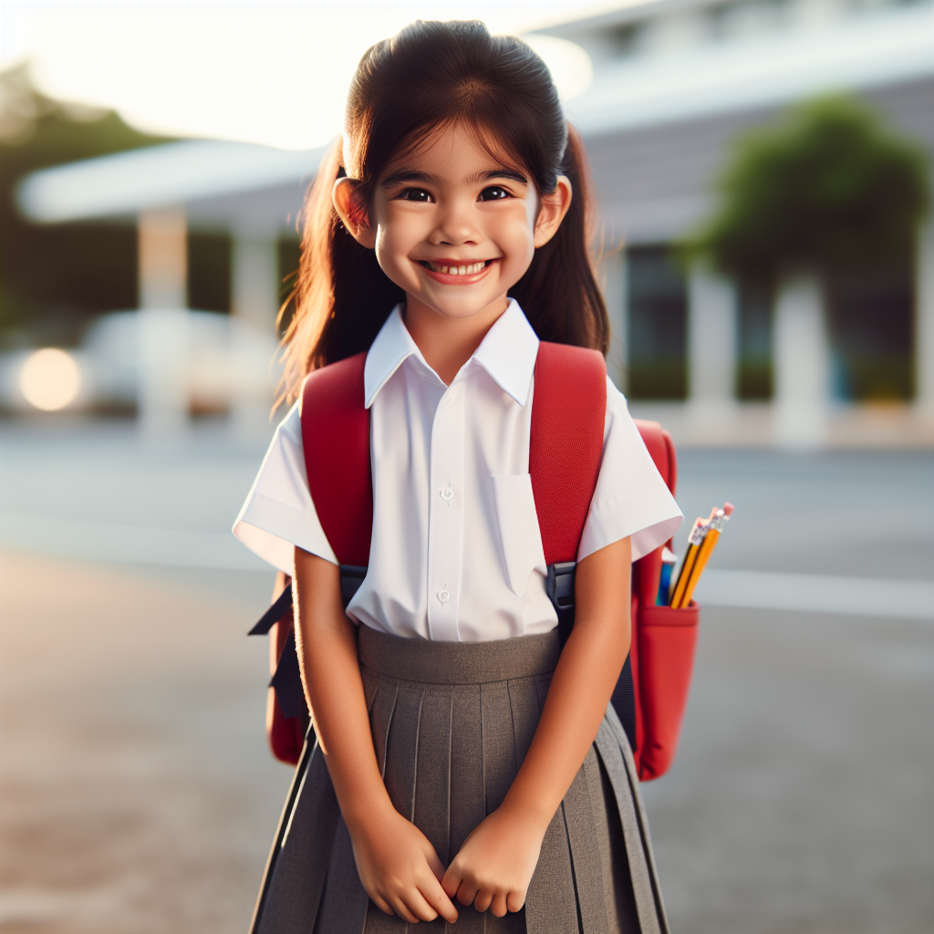 Ready for School: 8-Year-Old Girl with Schoolbag