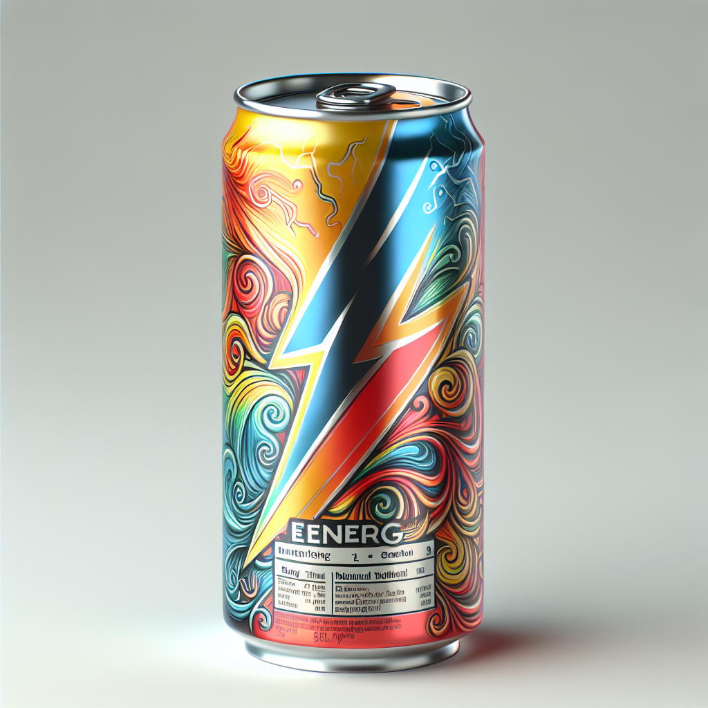 Stylish Energy Drink Can with Lightning Patterns