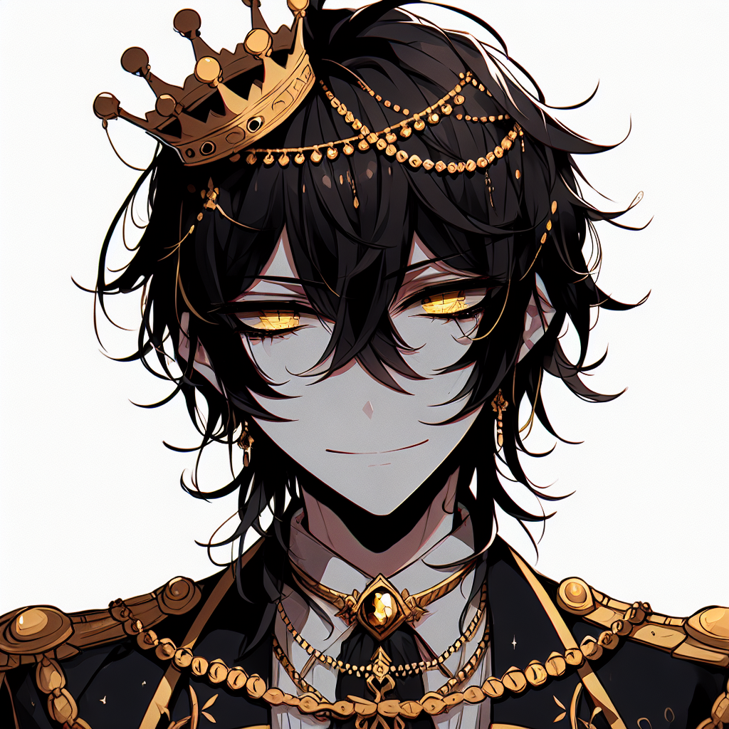 Anime Black Prince with Gold Jewelry